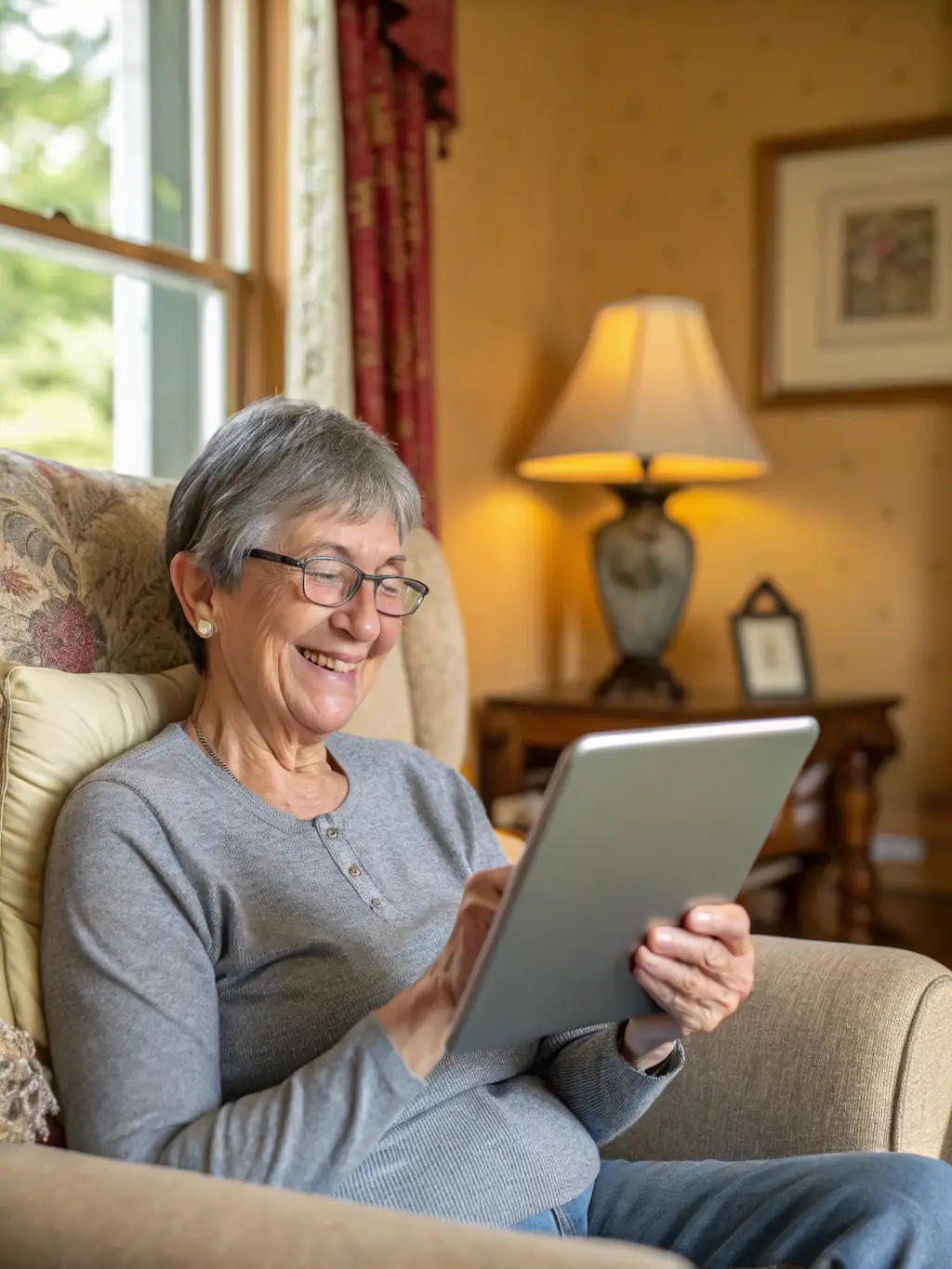 A picture of young and old people using modern technology together, like tablets or computers, in a learning environment.