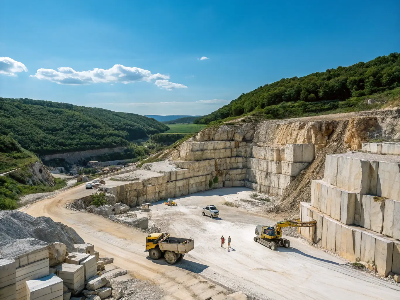A scenic view of the basalt quarry showcasing its unique geological formations and surrounding natural landscape, emphasizing the importance of preservation.